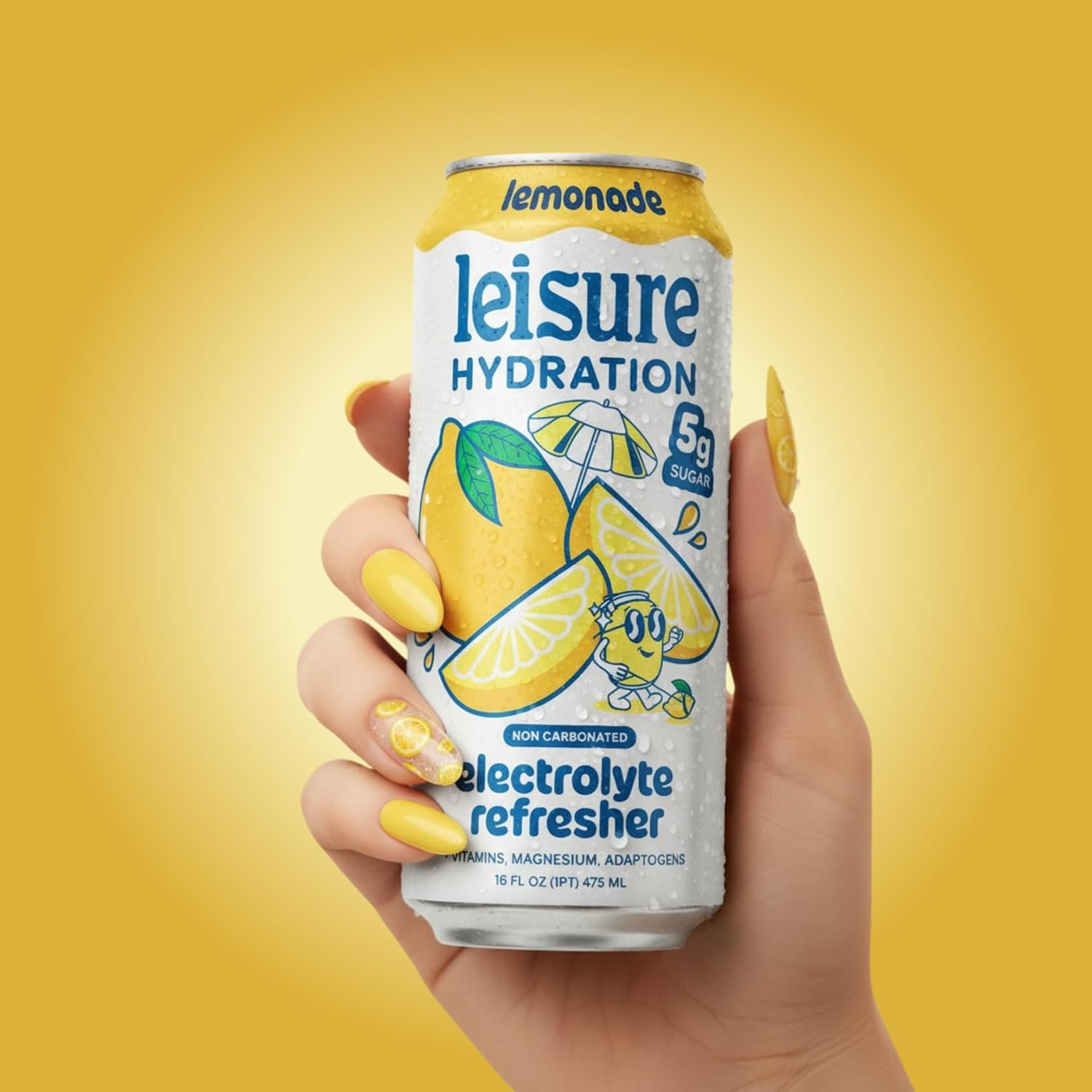 Leisure Hydration Electrolyte Drink, Lemonade Magnesium Ashwagandha, 16oz 12 Pk