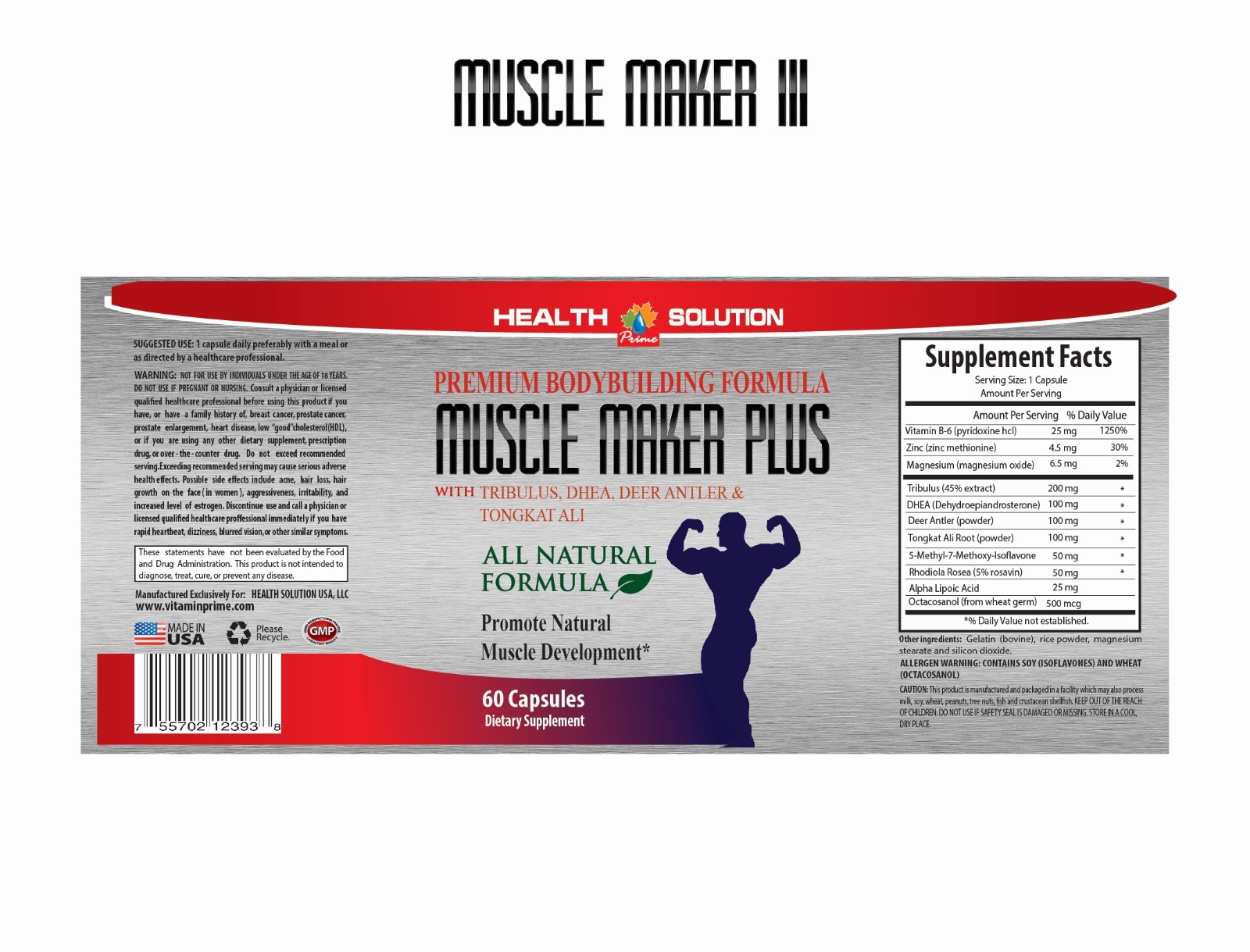 Build Lean Muscle – MUSCLE MAKER PLUS – Sexual Health – Lean Muscle – 1Bot 60Ct