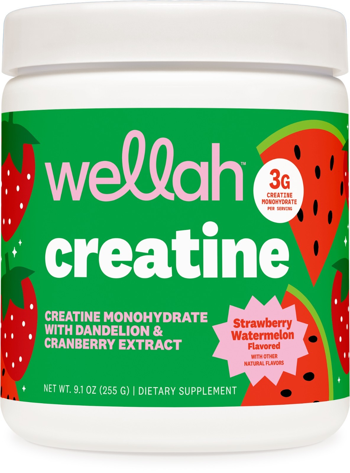 Wellah Creatine for Women (50 Servings) Strawberry Watermelon – 3g of Creatine