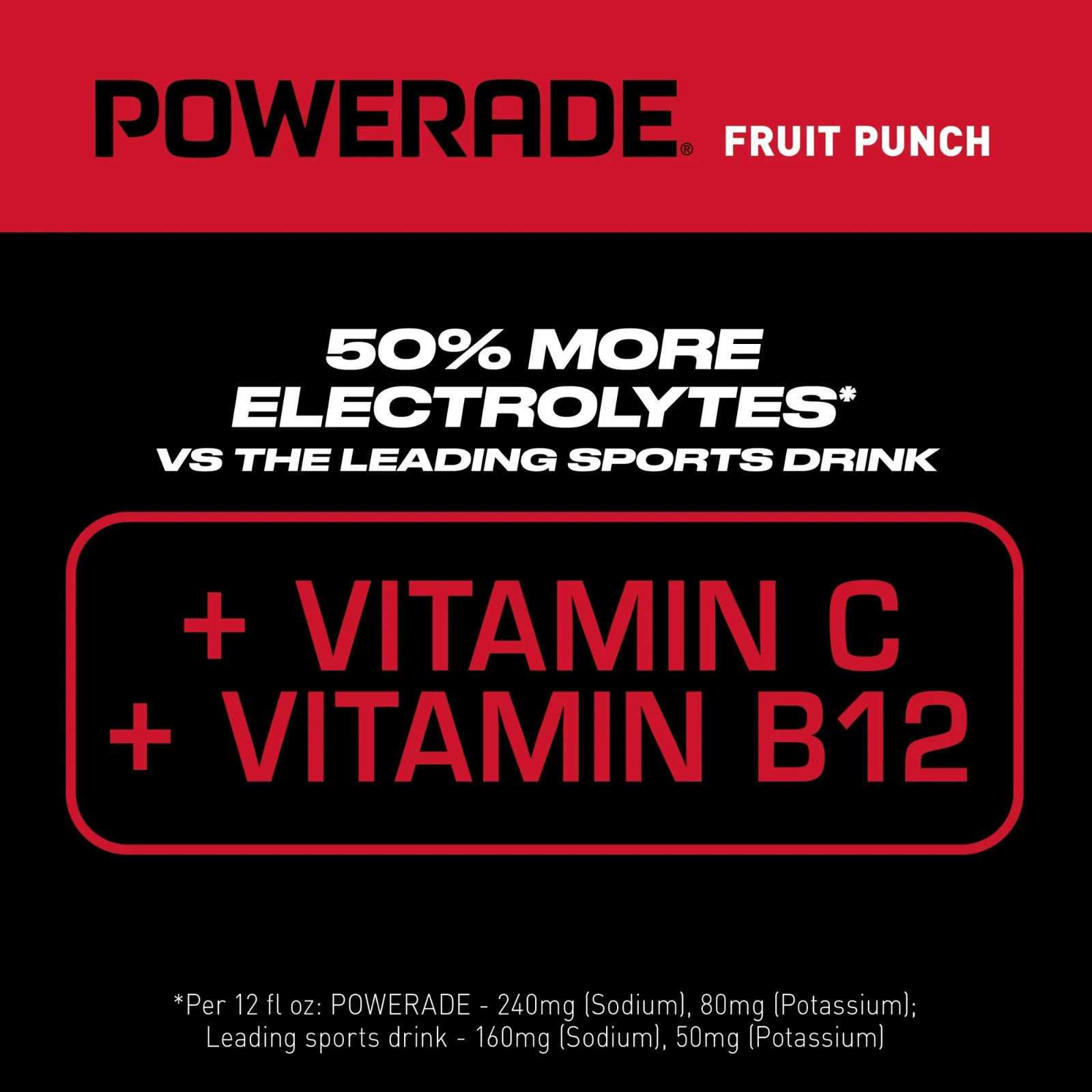 POWERADE Fruit Punch Electrolyte Sports Drink Bottles, 20 fl oz, 8 Pack