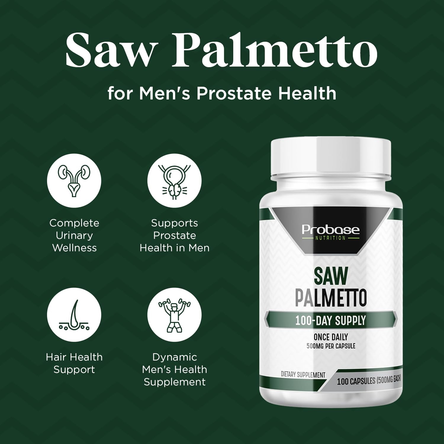 Probase Nutrition Saw Palmetto Support for Prostate and 100 Count (Pack of 1)