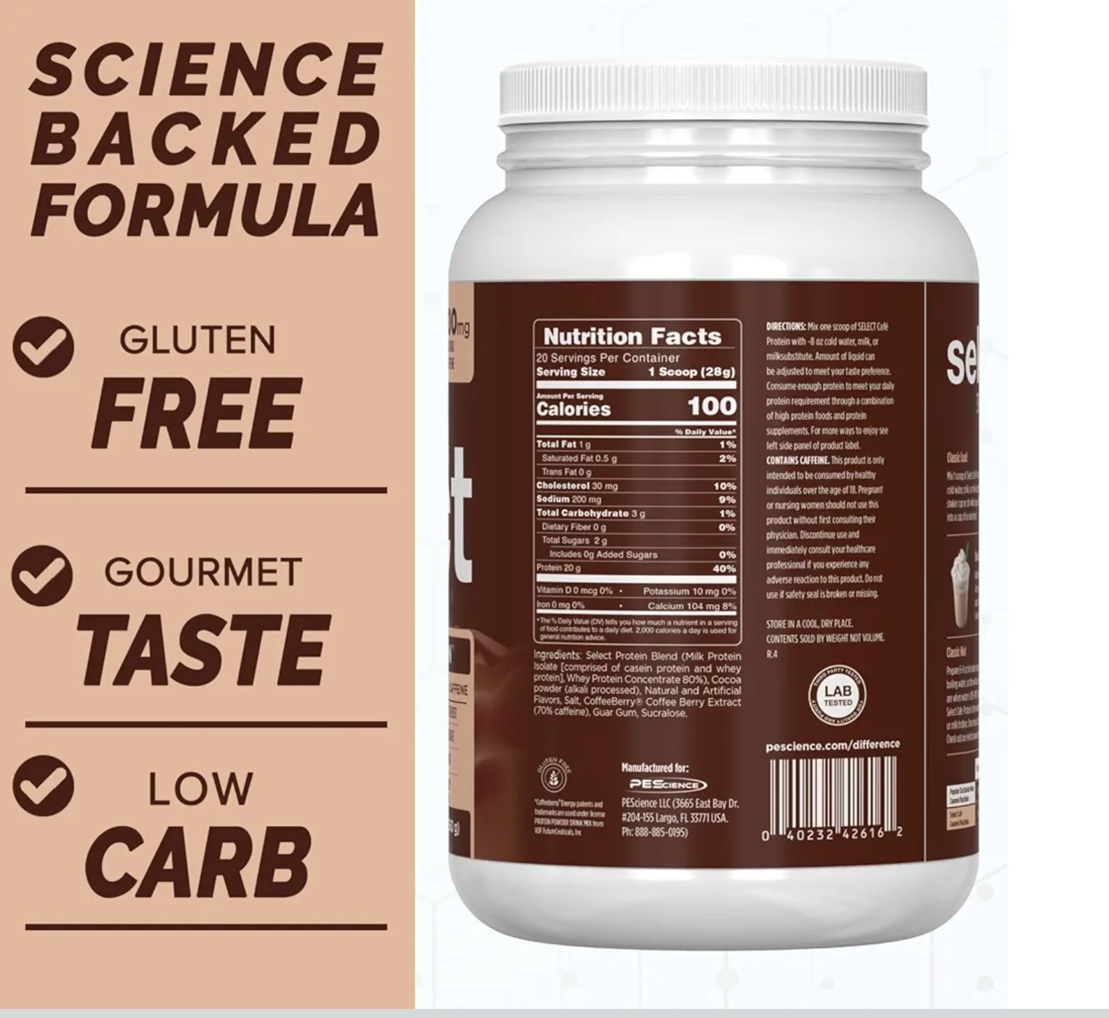 PESCIENCE SELECT PROTEIN Café Series 1.4 lb (20 Serv) Carmel Mach BEST BY 11/26