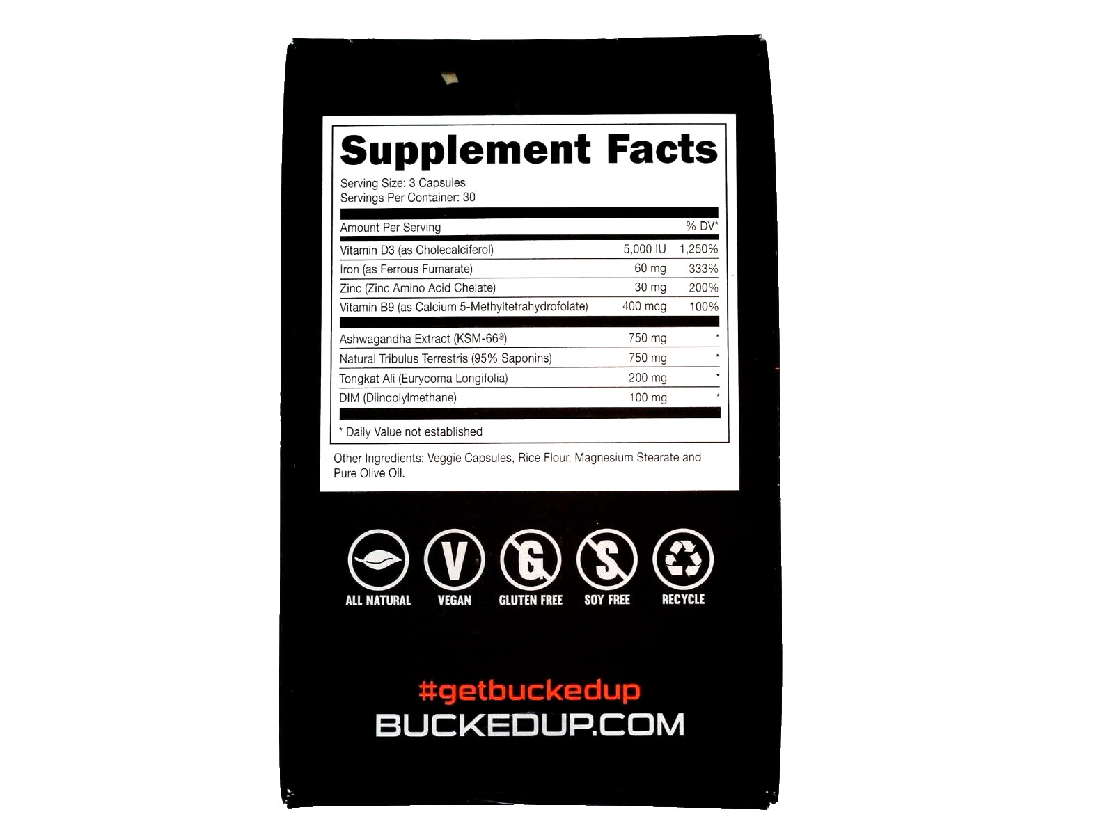 BUCKED UP RUT TESTOSTERONE BOOSTER DIETARY SUPPLEMENT 90 CAPSULES EXP. 03/2026+