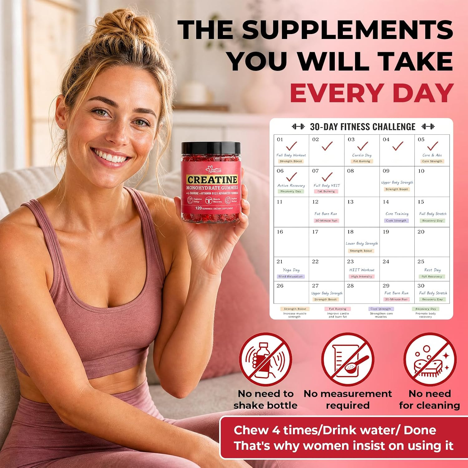 Creatine Gummies for Women 5G Creatine Gummies, Sugar Free Raspberry Flavor – Su