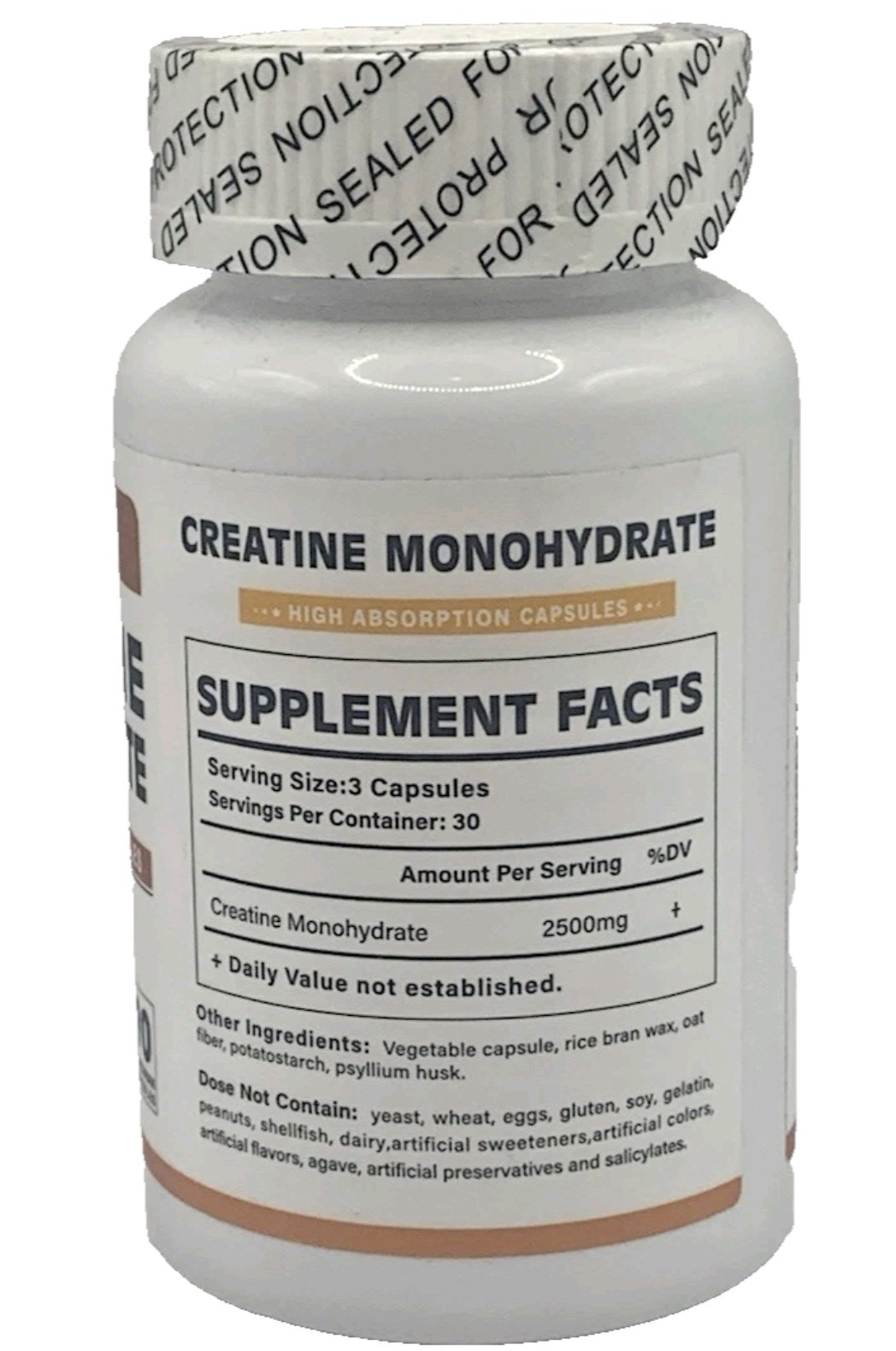 Creatine Monohydrate 2500mg, 90 Capsules Per Serving Exp 07/2026
