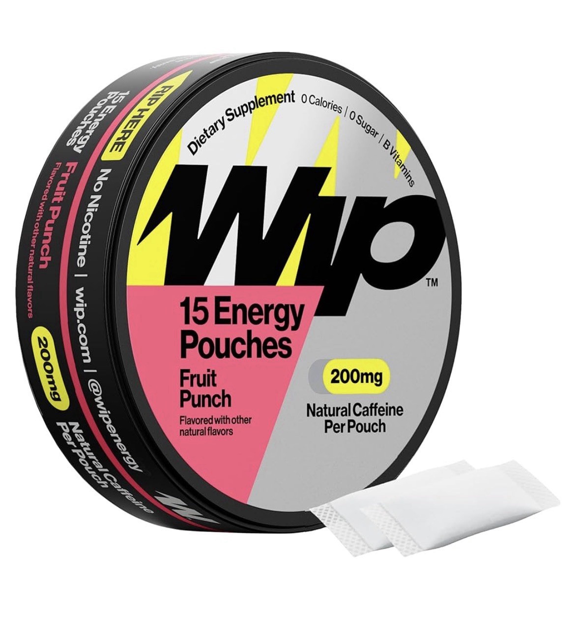 Wip Fruit Punch & Mint Energy Pouches 4pk 100mg & 200mg Caffeine
