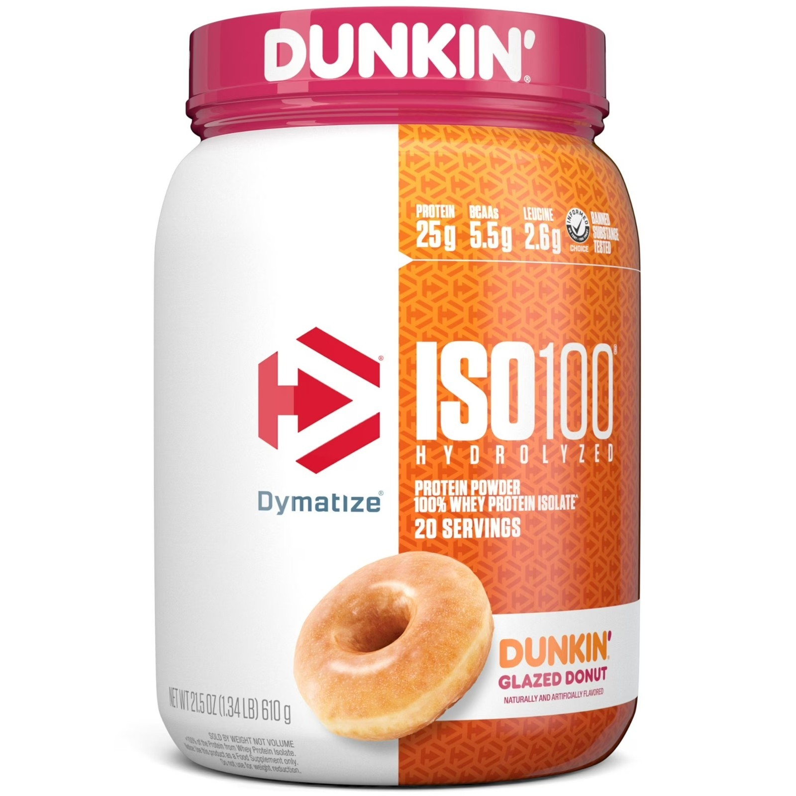Dymatize ISO100 Hydrolyzed Whey Isolate Dunkin’ Glazed Donut 20 Servings – NEW!!