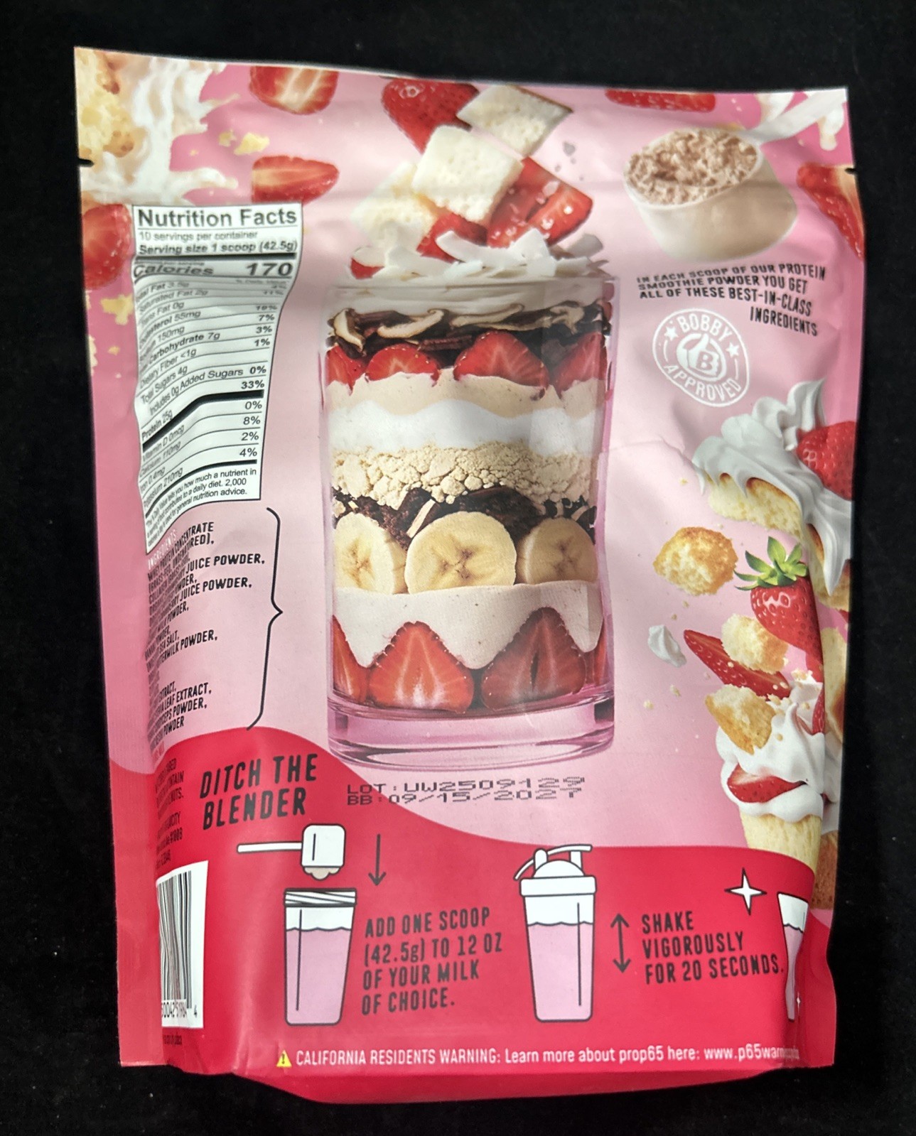 FlavCity Protein Smoothie Powder 10 Servings Strawberry Shortcake 425g Exp. 2027