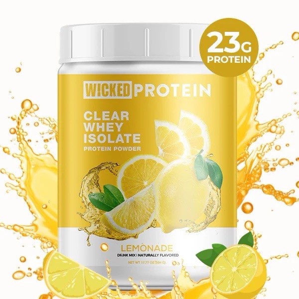 WICKED Lemonade Clear Whey Isolate Protein Powder 23g Protein 18 Servings NEW