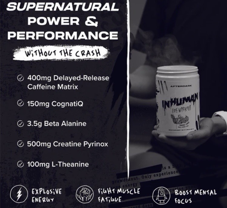 AFTERDARK INHUMAN V2 PREWORKOUT ENERGY PUMP FOCUS TROPIC GUMMY EXP: 05-2026 NEW