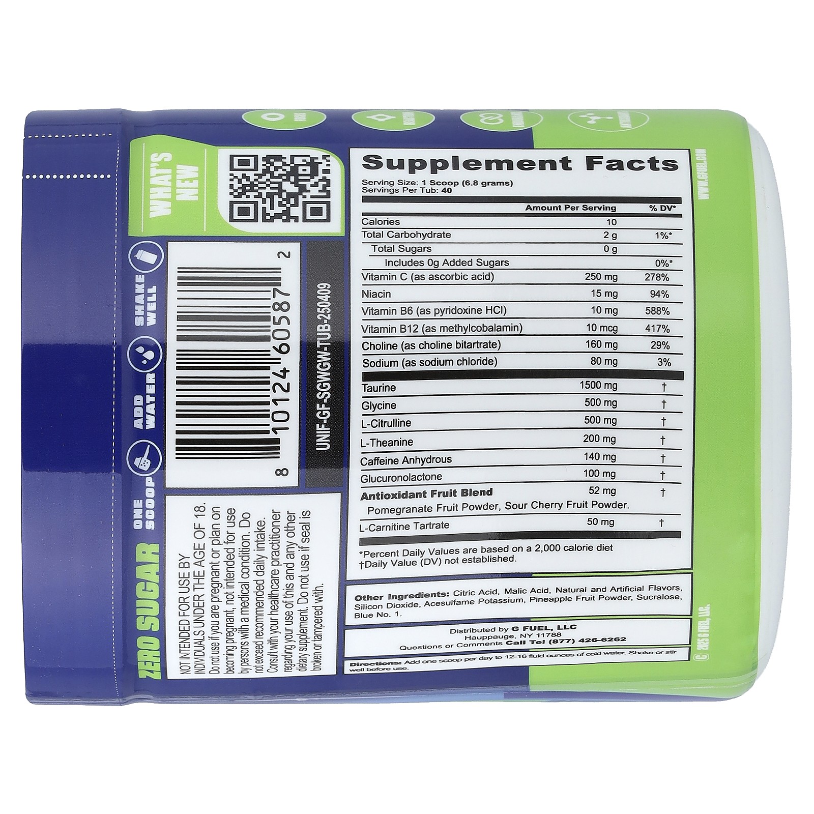 Energy Formula, Sour Chug, Sour Blue Raz, 9.6 oz (272 g)
