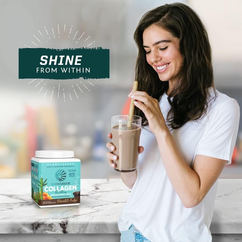 Sunwarrior Vegan Collagen Building Protein Peptides Hyaluronic, Biotin, 1.1 lbs