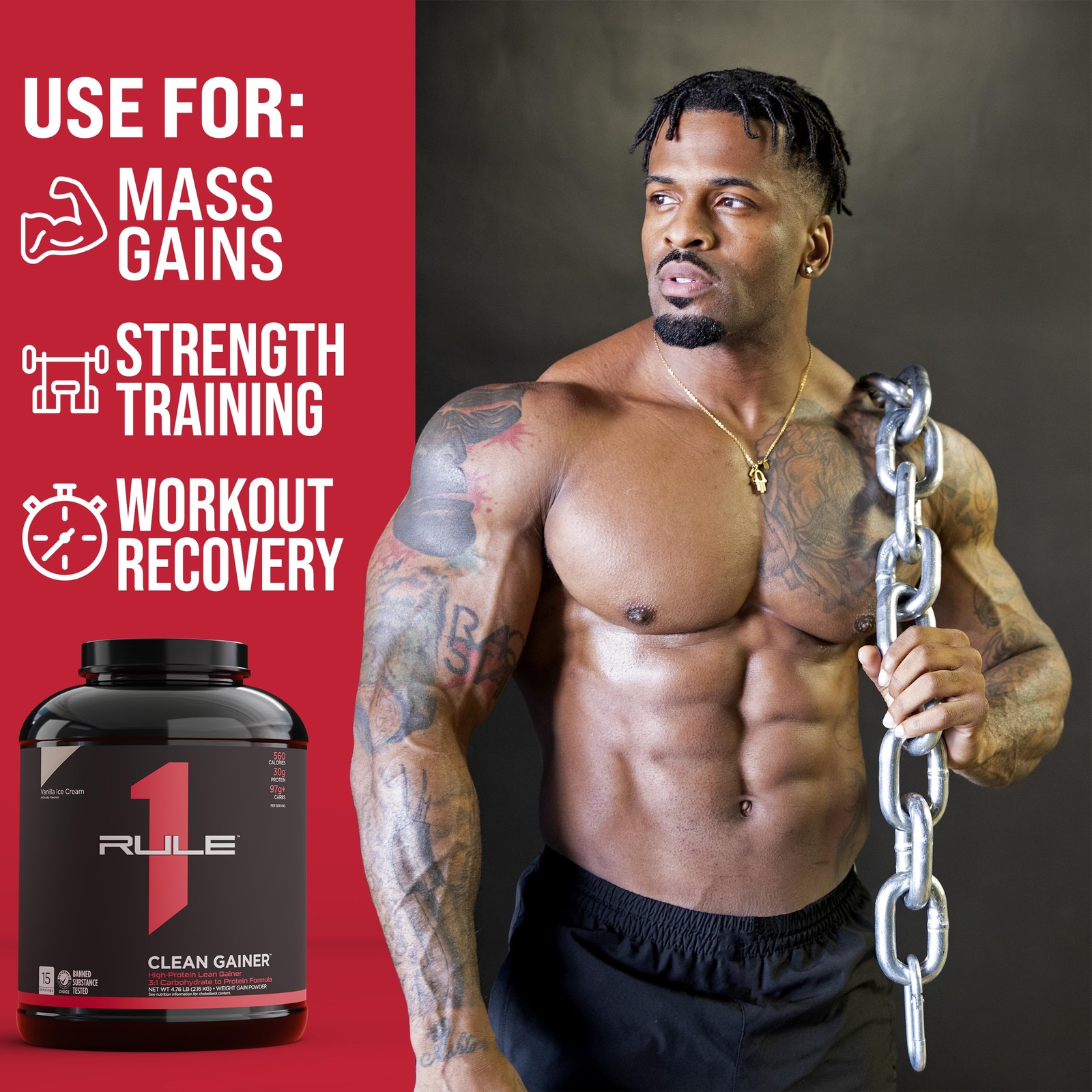 Rule One Proteins R1 Clean Gainer – High-Protein Lean Gain Formula with 560 C…