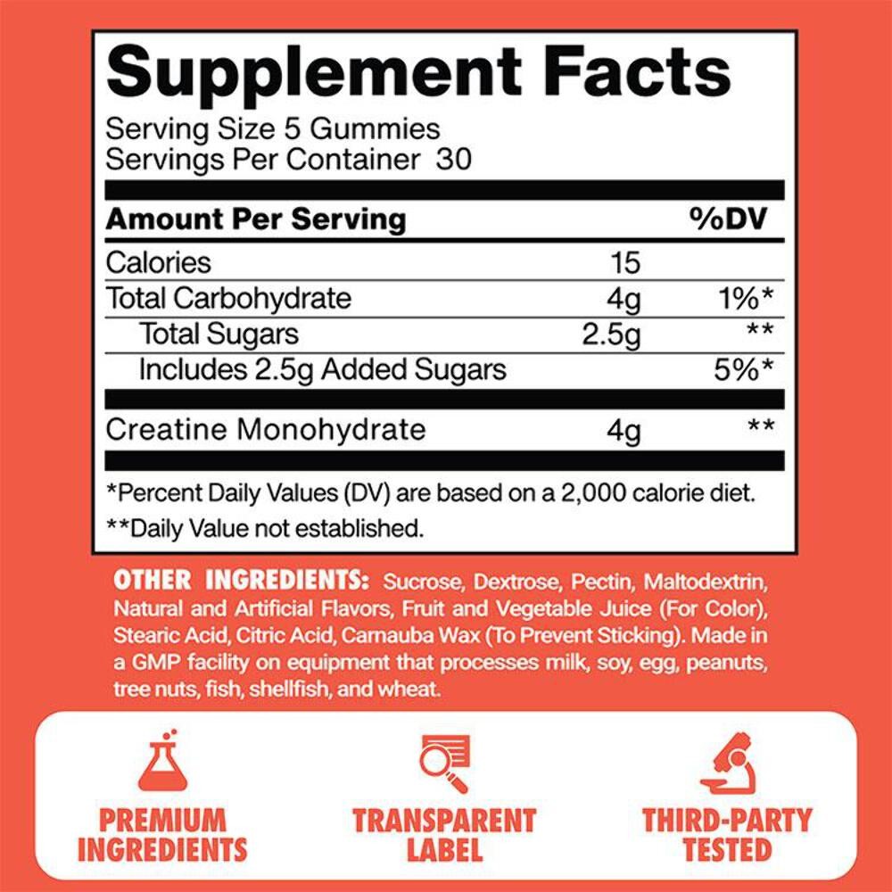 SWOLY Creatine Gummies – Strawberry Flavored, 30 Servings