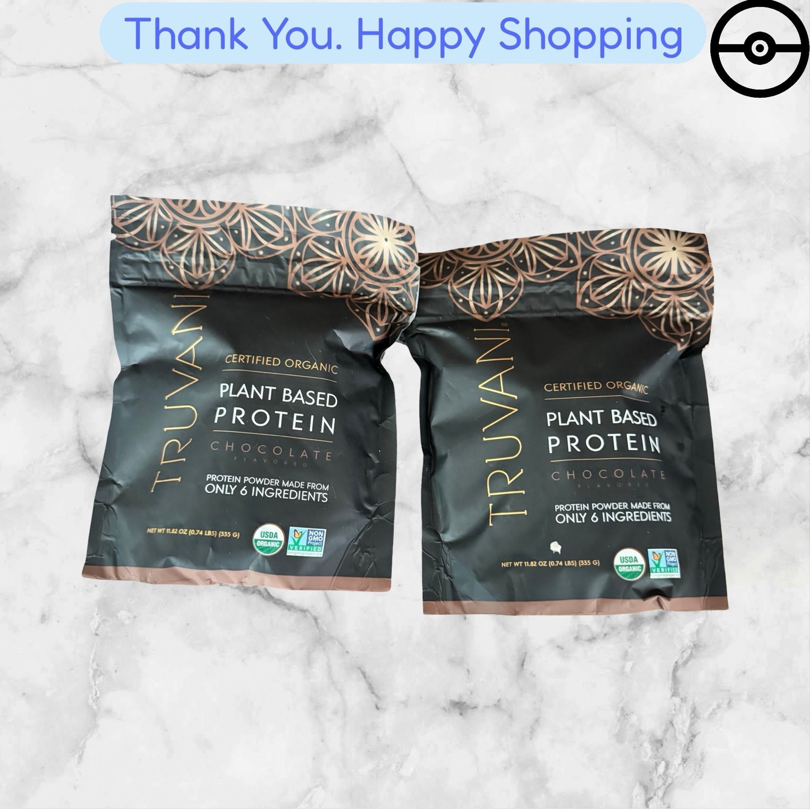 Truvani Vegan Pea Protein Powder | Chocolate 20g Organic Plant Based Prot 2pack