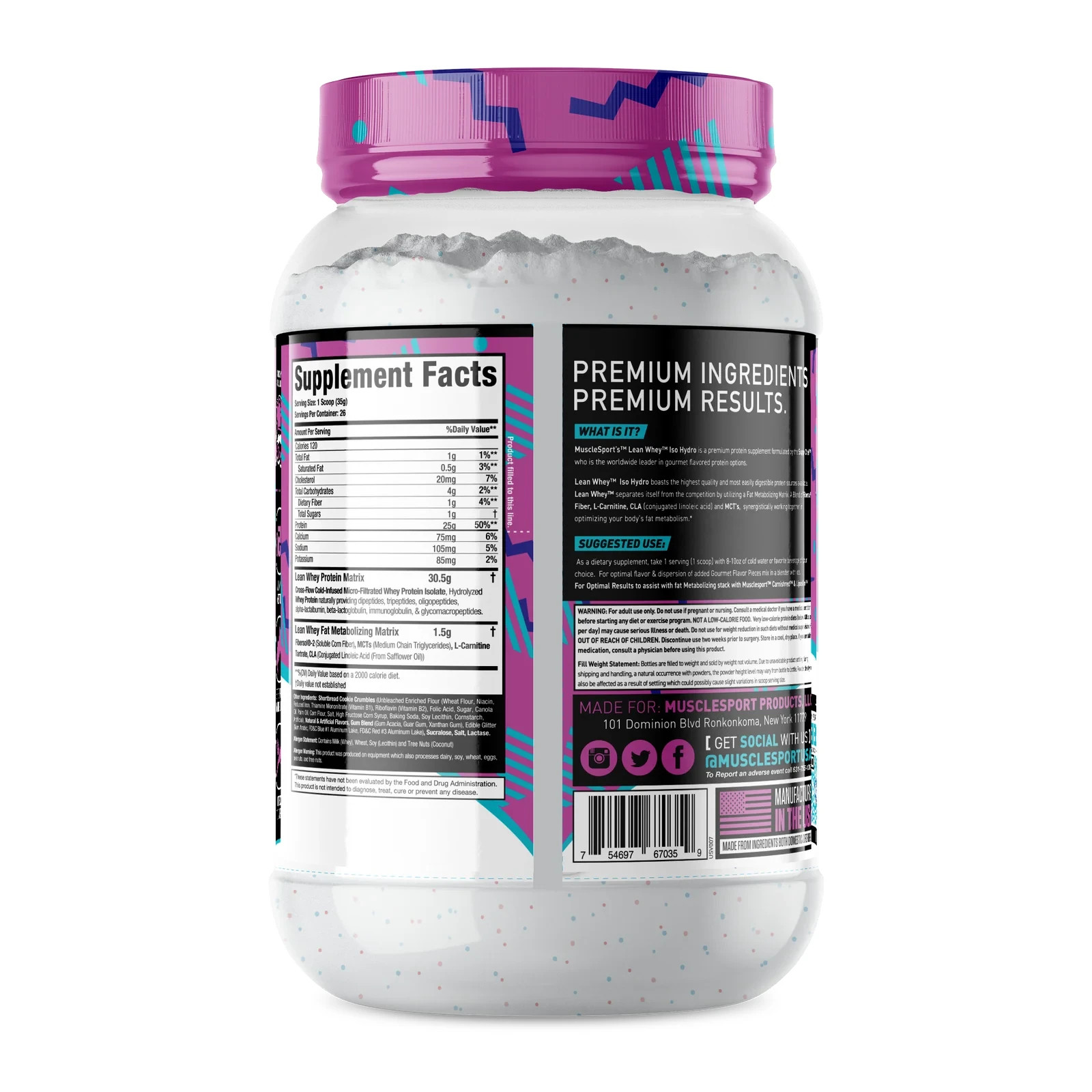 Musclesport Lean Whey Iso-Hydro Protein Powder – Whey Protein Isolate – 2lbs
