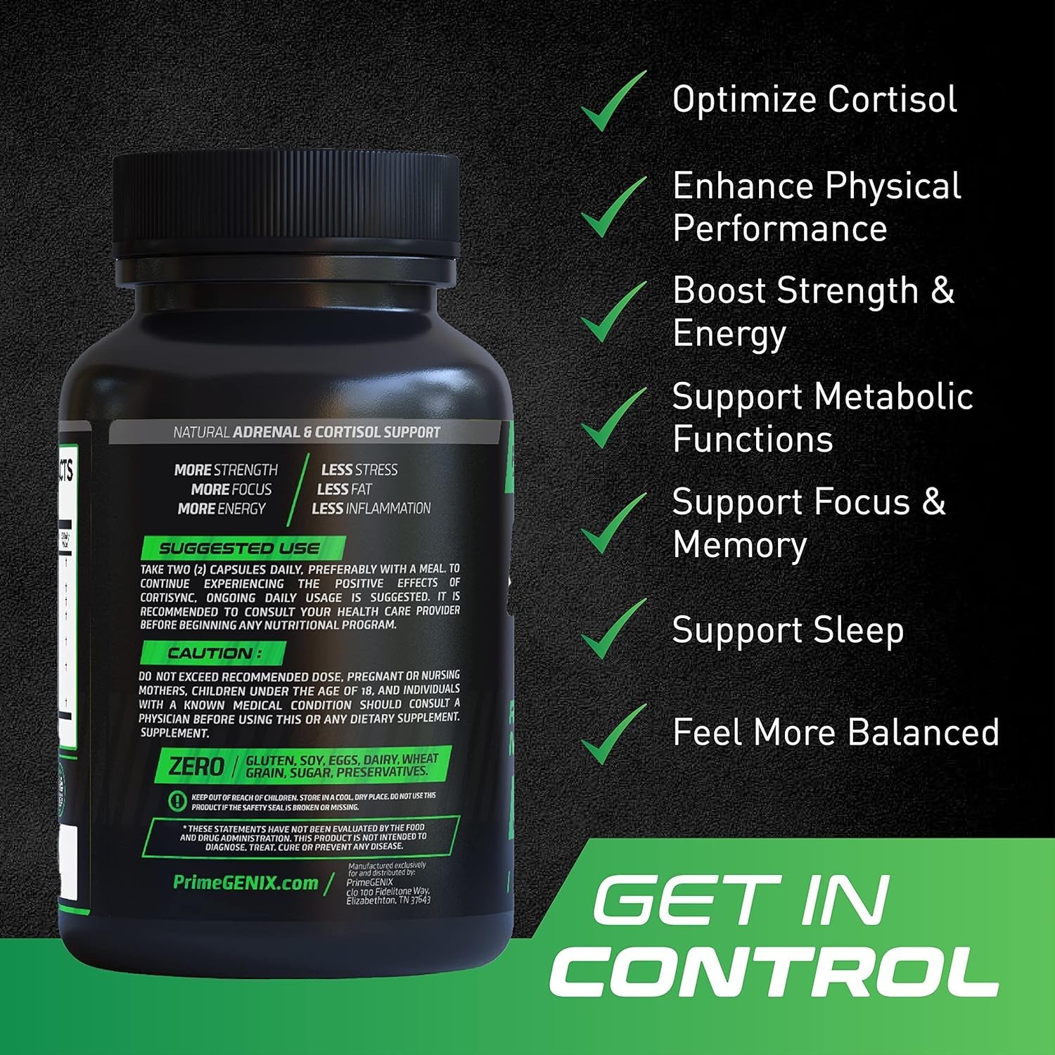 PrimeGENIX CortiSync – Reduce Cortisol | Increase Energy | Improve Focus |