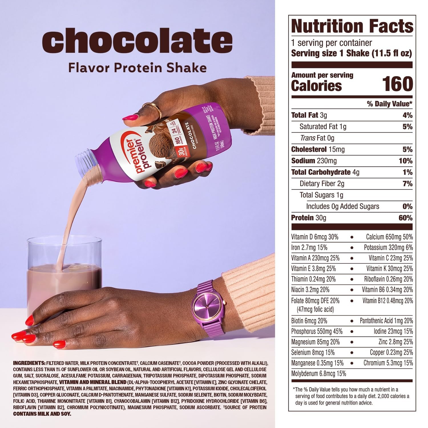 Premier Protein Shake, Chocolate, 30g Protein, Gluten-Free, 12 Pack
