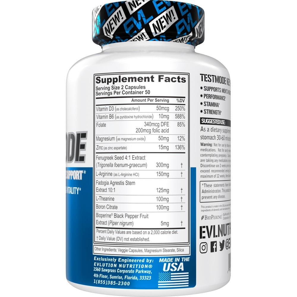 Testmode Testosterone Support Supplement for Men’s Health – 50 Servings