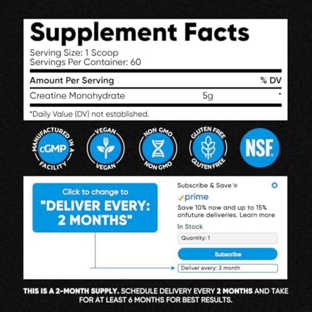 100% Pure Micronized Creatine Monohydrate Powder, Unflavored Creatine for Women