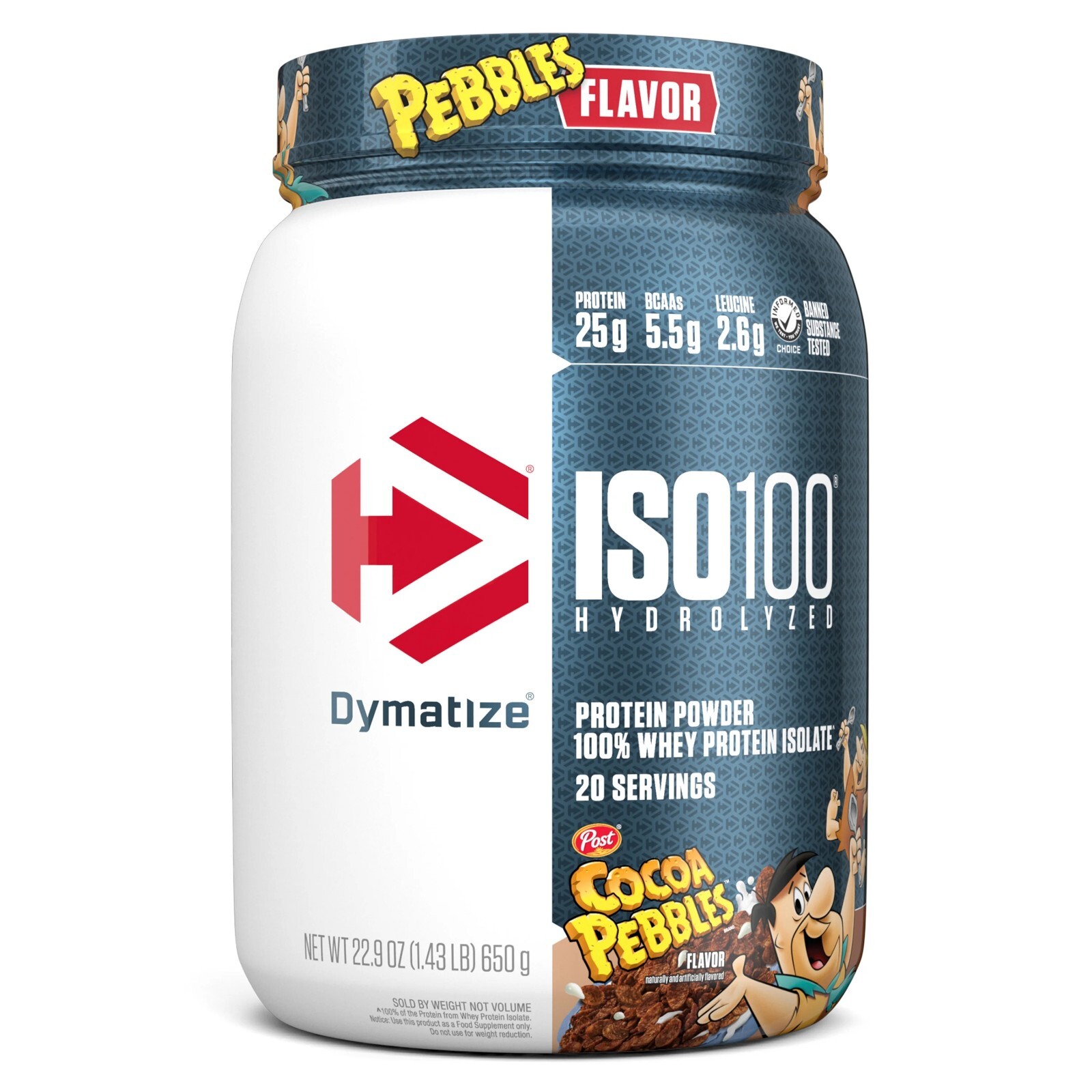 Dymatize ISO100 Hydrolyzed Whey Isolate Protein Powder, Cocoa Pebbles, 20 Ser