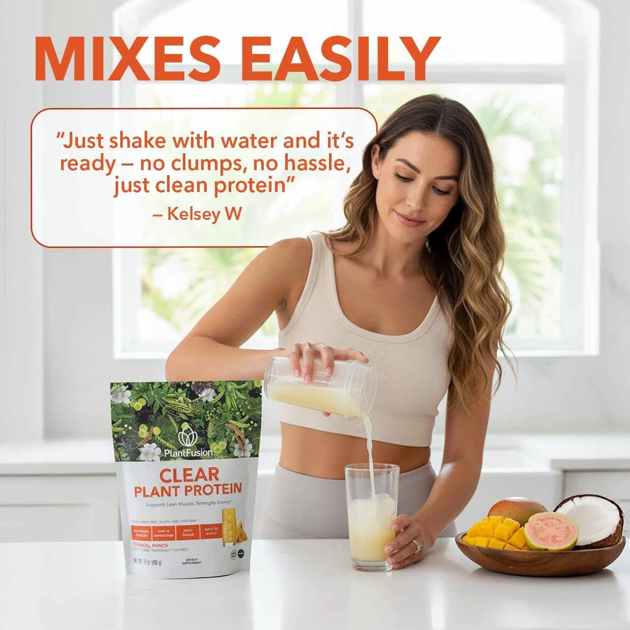 Vegan Clear Protein Powder with Pea Protein Peptides – 20G Fast-Absorbing in Wat