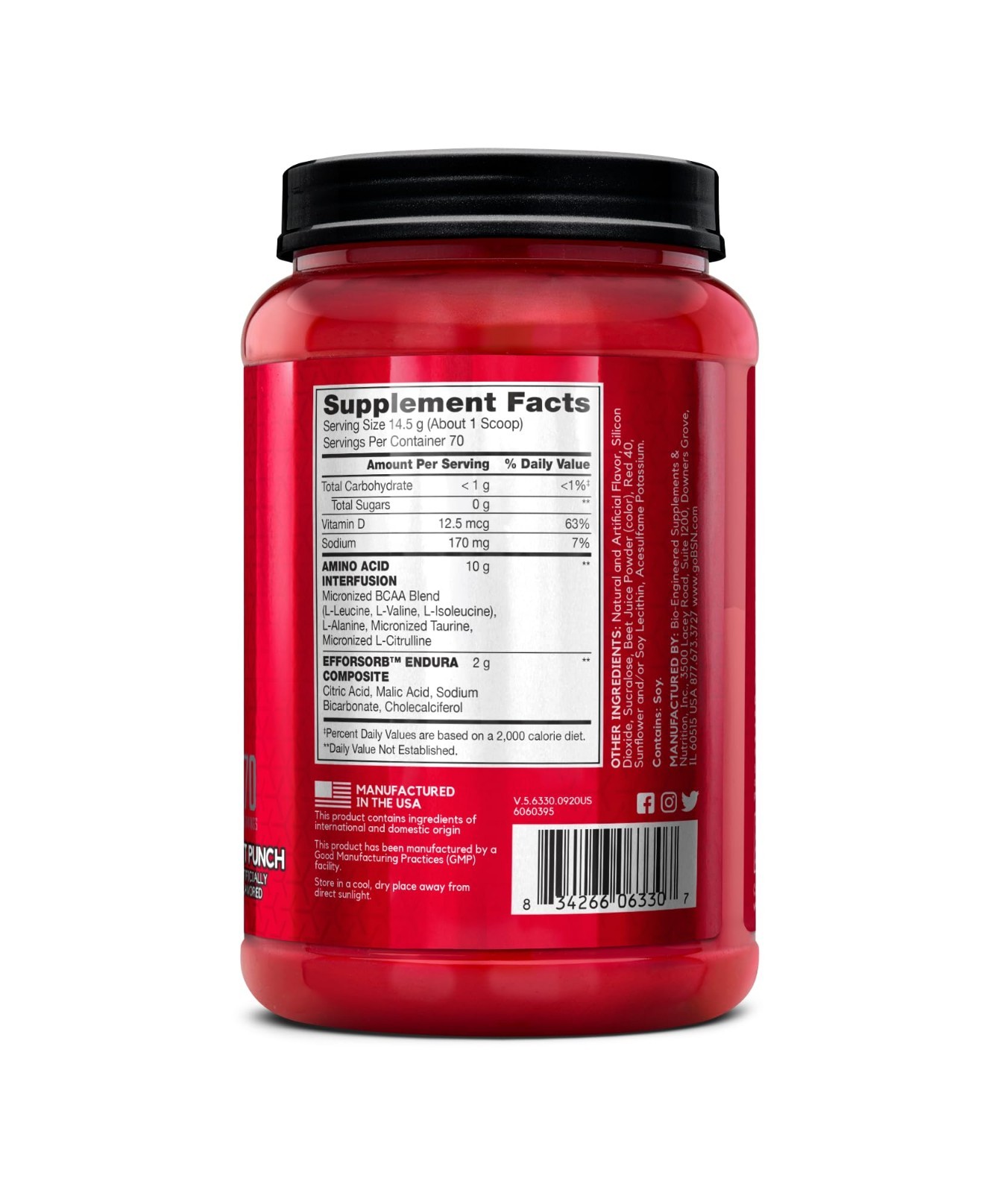 Amino Acid Recovery Powder, BCAAs for Endurance, Keto Friendly, Zero Sugar, 70 S