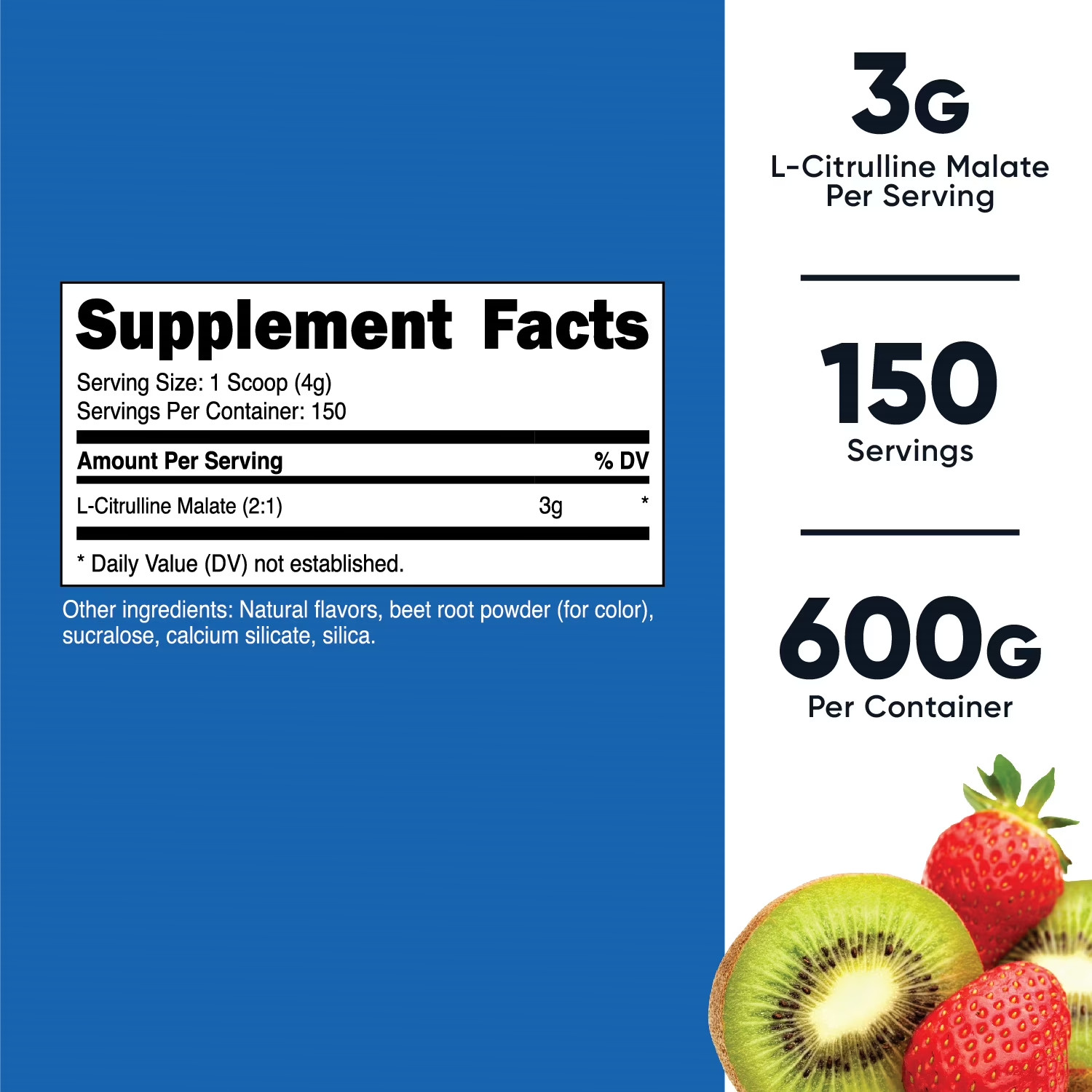 Nutricost L-Citrulline Malate 2:1 Powder 600g Strawberry Kiwi Pre Workout
