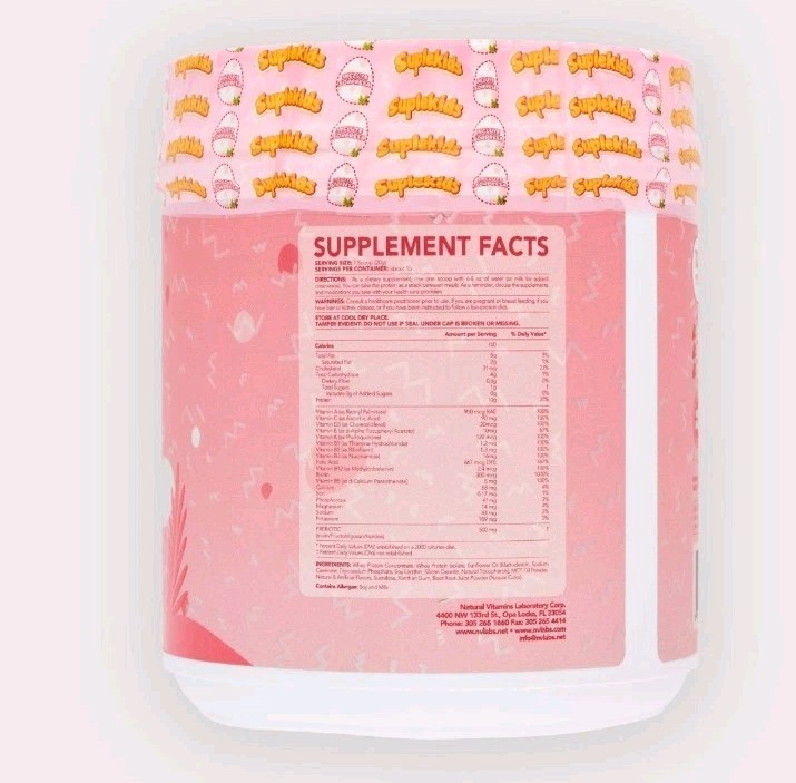 Whey Protein Based Nutritional Supplement Kids SupleKids Strawberry Flavor