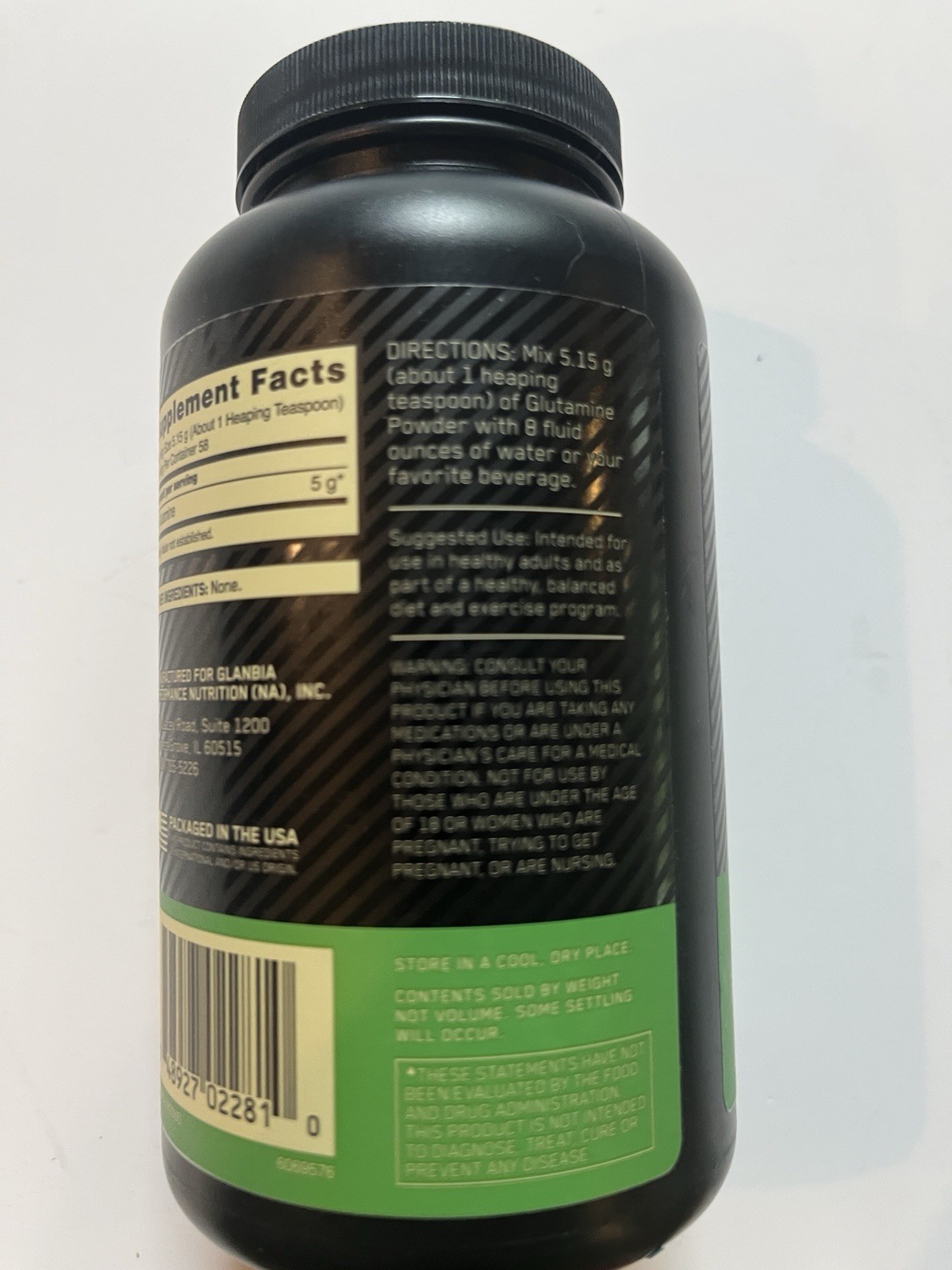 Optimum Nutrition Glutamine Powder 10.6 oz Exp 04/2027