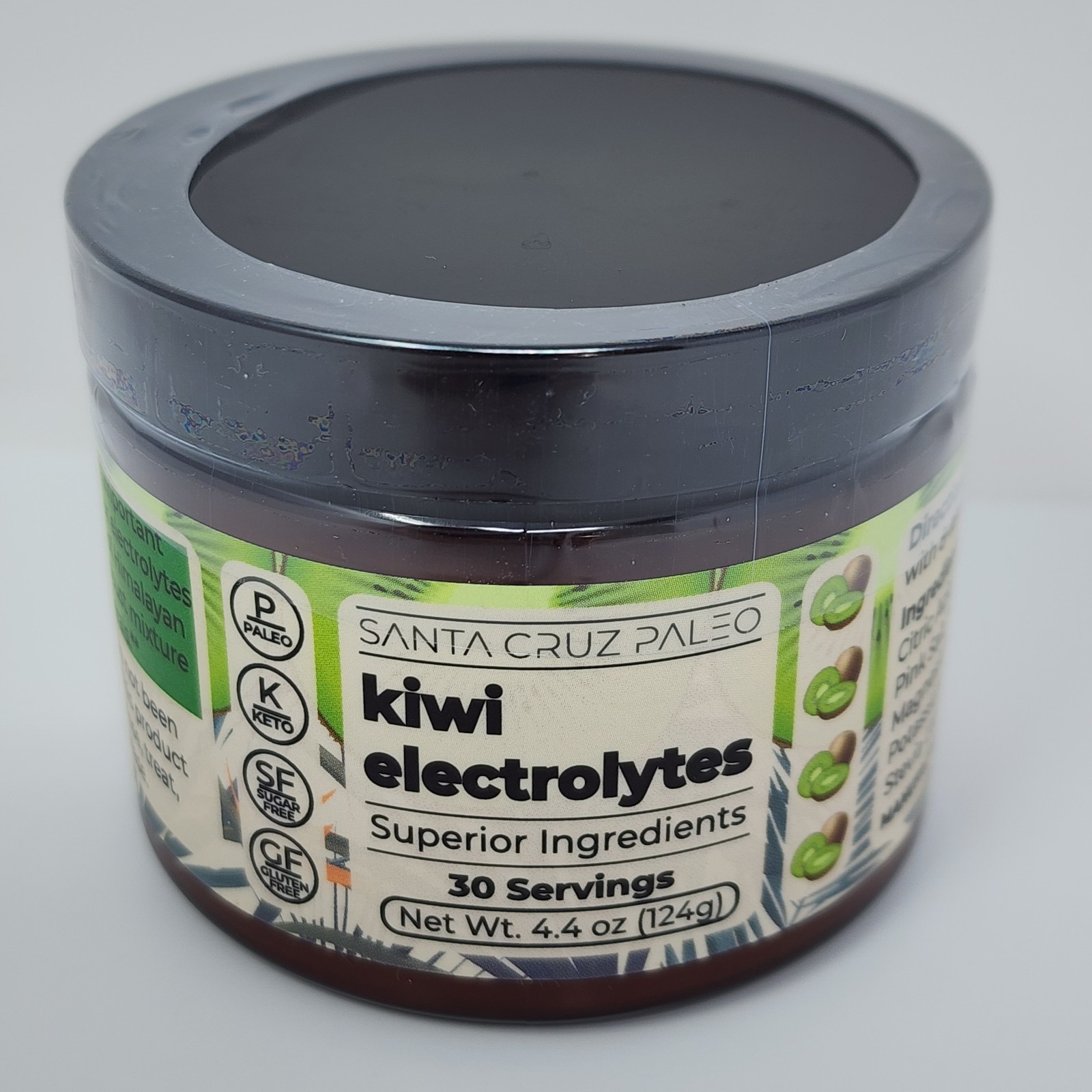 Santa Cruz Paleo Electrolyte Powder Kiwi Flavor 30 Servings Per Tub (3 Pack)