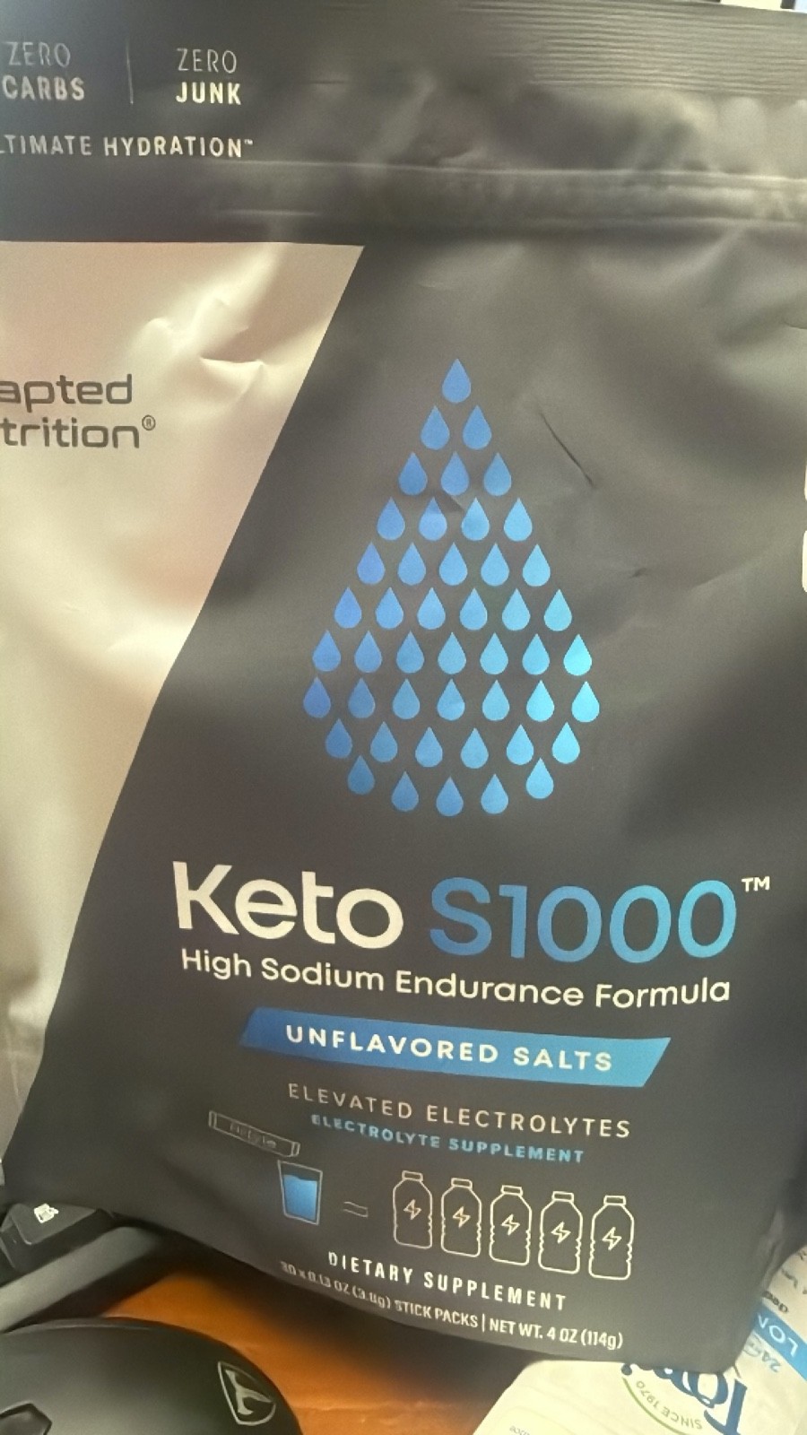 Adapted Nutrition Keto S1000 Electrolyte Unflavored CLOSEOUT DATE BESTBY 7/2025