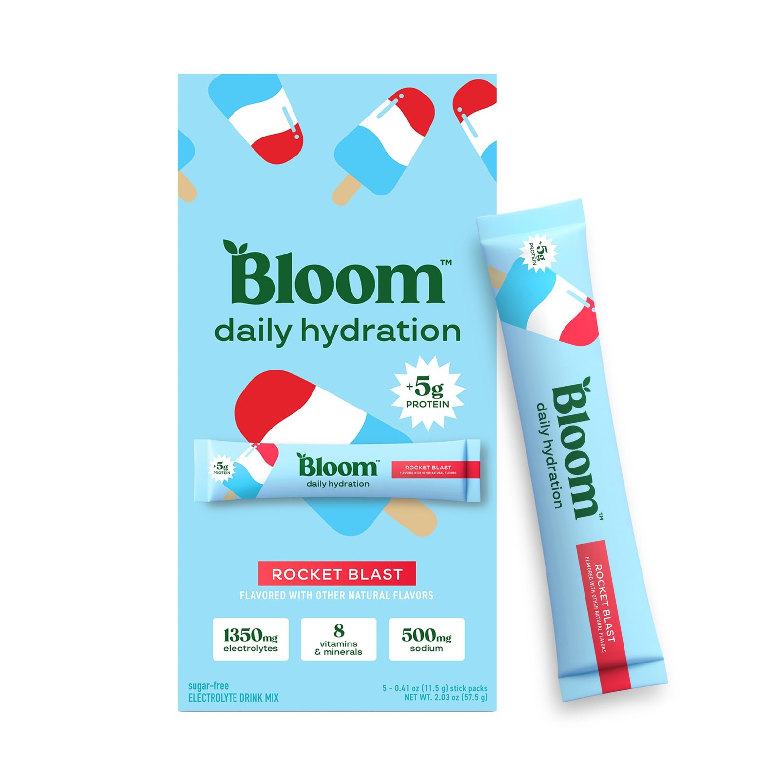 Bloom Daily Hydration Electrolyte Powder Packets with Collagen, 5g 5 Servings