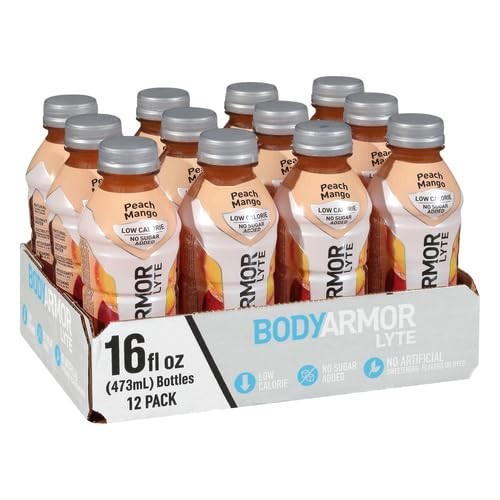 Electrolyte Drink Peach Mango 16 Fl Oz Bottles Pack of 24 Hydration Sports