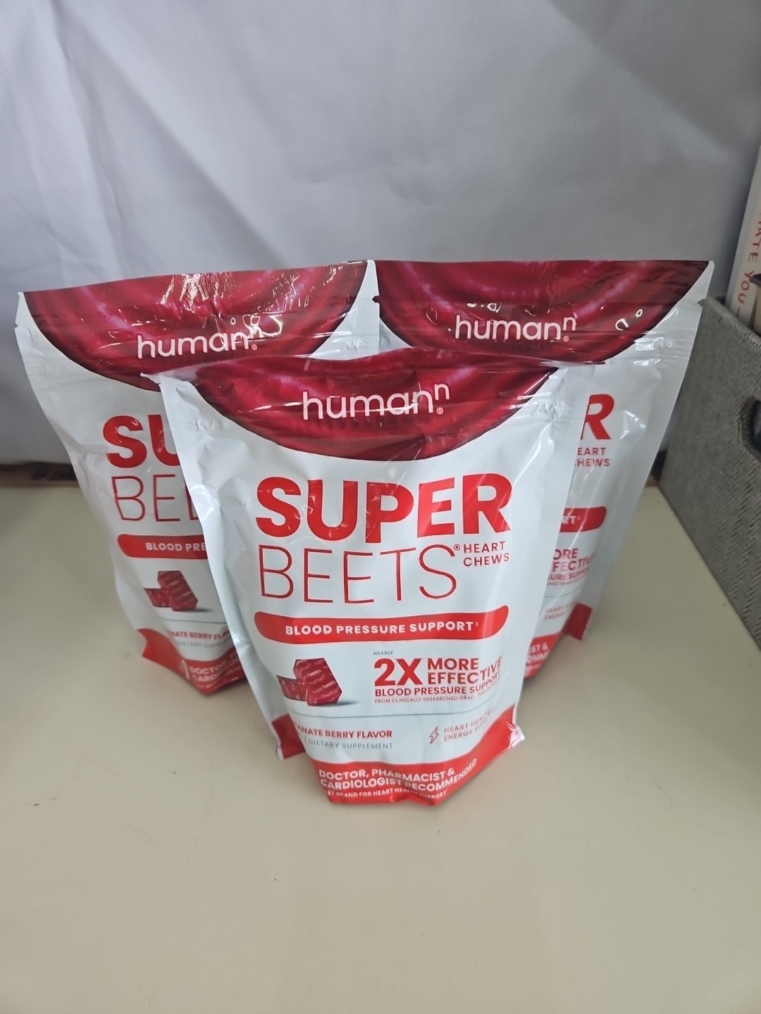 3x HumanN SuperBeets pomegranate berry Soft Chews – Total 180 Heart Health