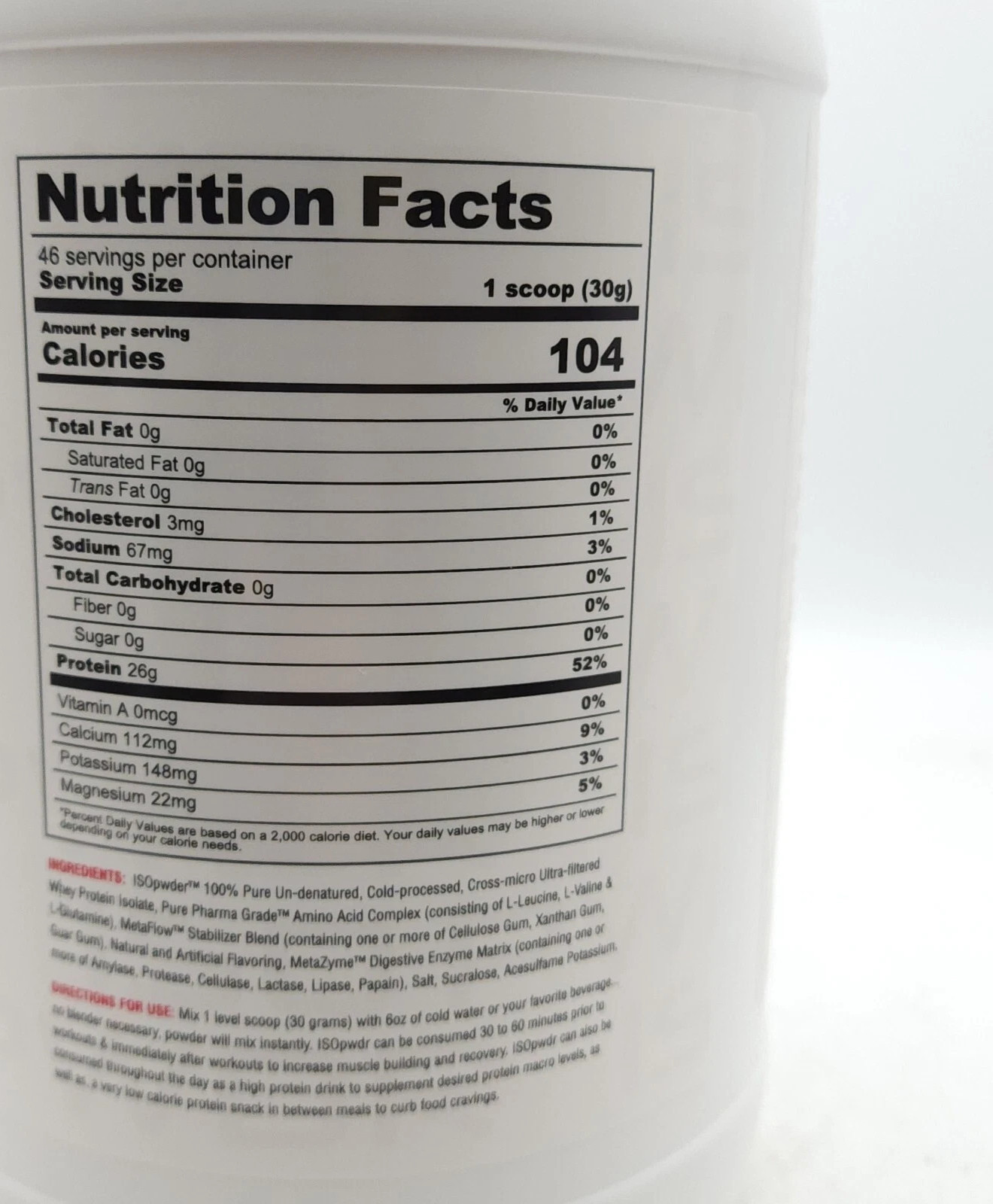 Metabolic Nutrition ISO PWDR Whey Isolate Protein Pick Flavor 3.04lbs