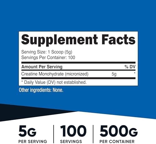 Nutricost Creatine Monohydrate Micronized Powder 500G, 100 Servings | 5000mg