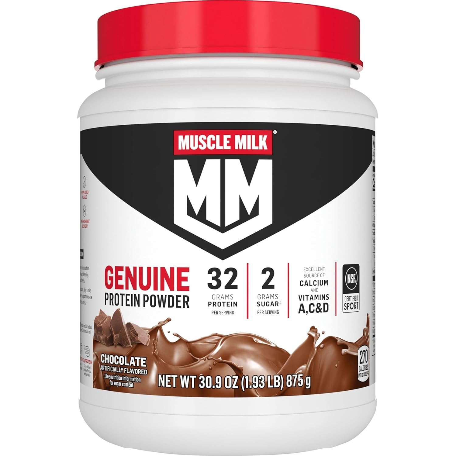 Muscle Milk Genuine Protein Powder, Chocolate, 1.93 Pound, 12 Servings