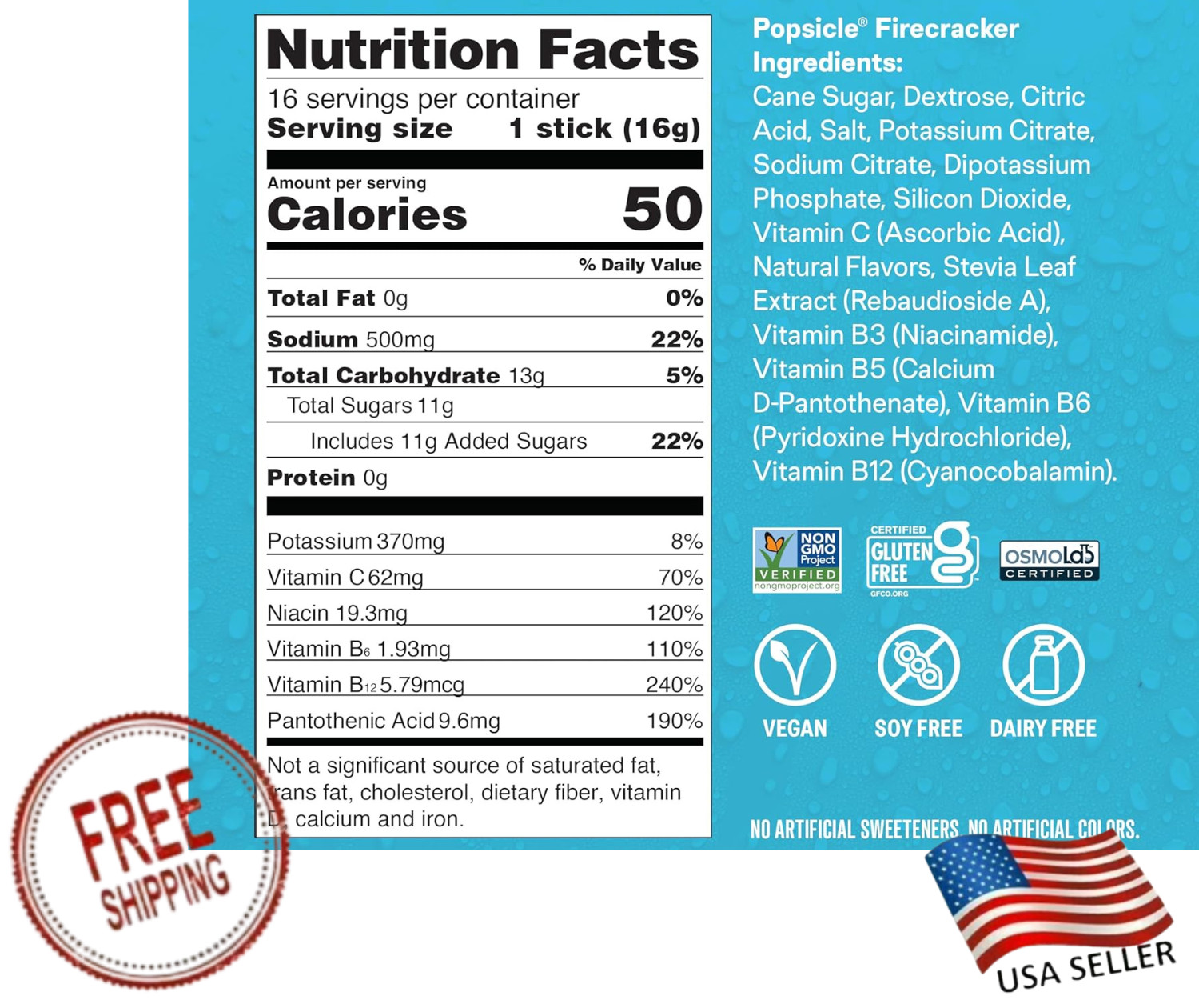 Liquid I.V.® Hydration Multiplier – Popsicle Firecracker | 16 Servings | Electro
