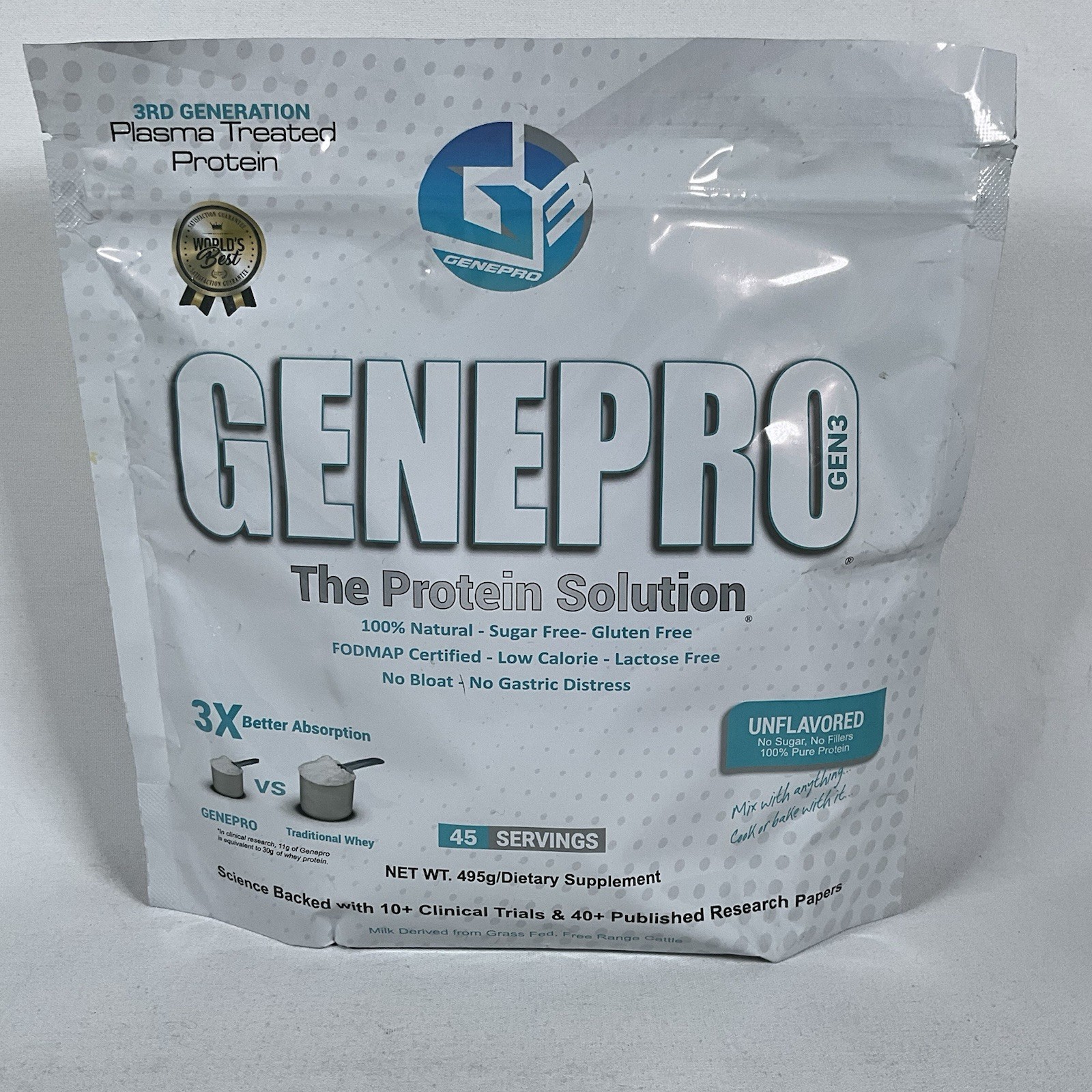Genepro Unflavored Protein Powder – New Formula – Lactose-Free Gluten-Free