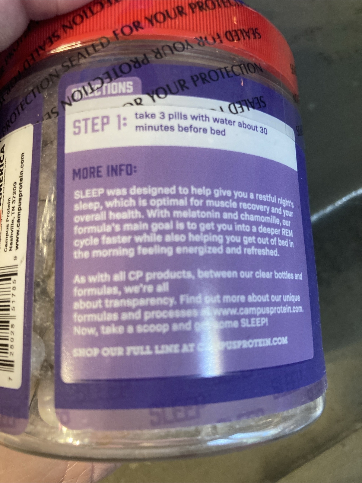 Campus Protein Night Time Sleep Aid Dietary Supplement 30