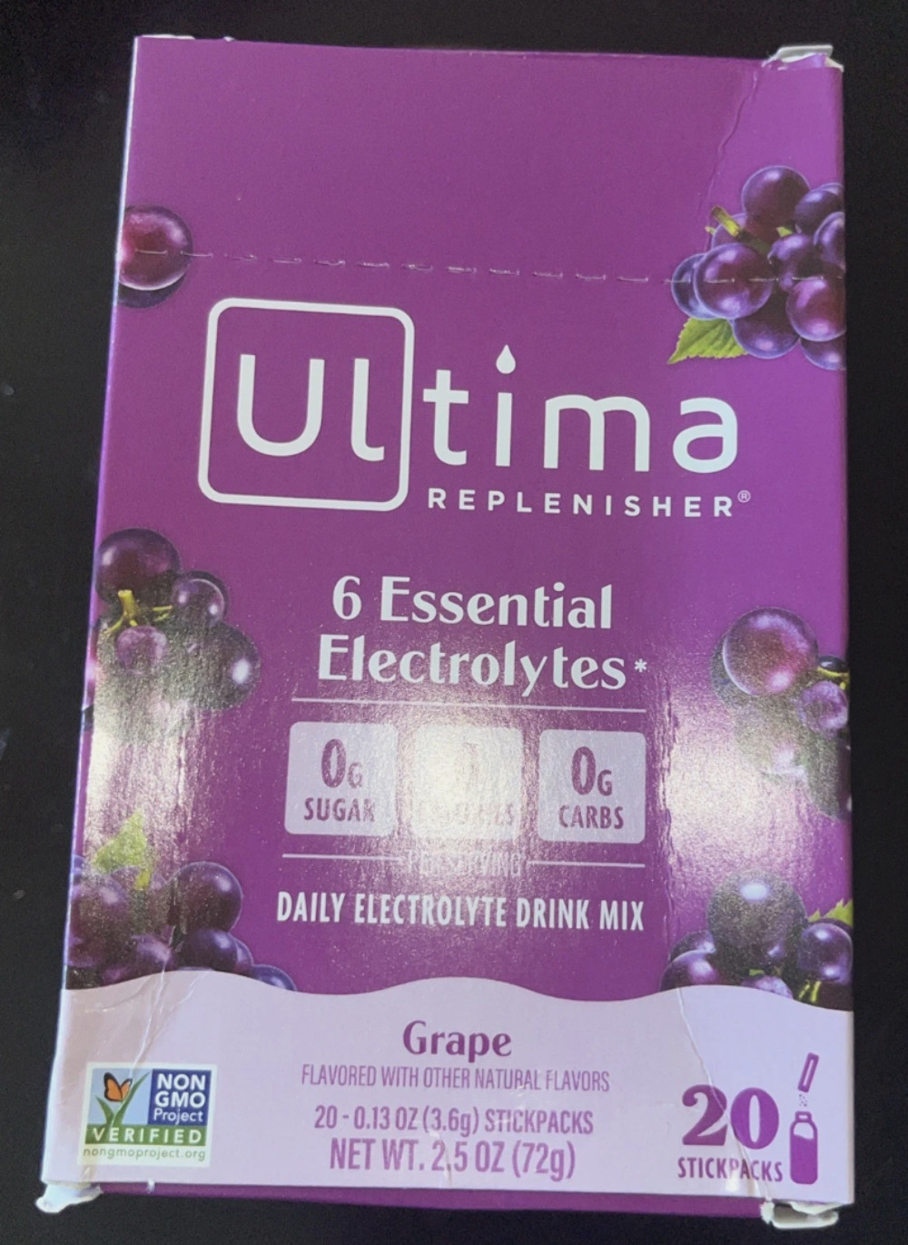 1/27 READ Ultima Replenisher Hydrating Electrolyte Powder, Grape, 20 Count Box