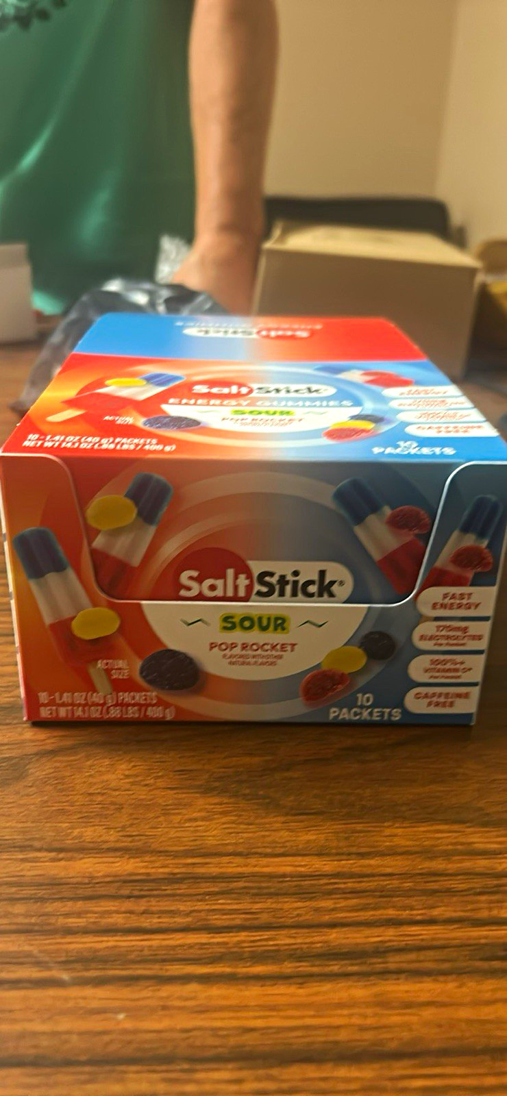 SaltStick Electrolyte Energy Gummies Sour Pop Rocket, Caffeine Free, 10 Packets