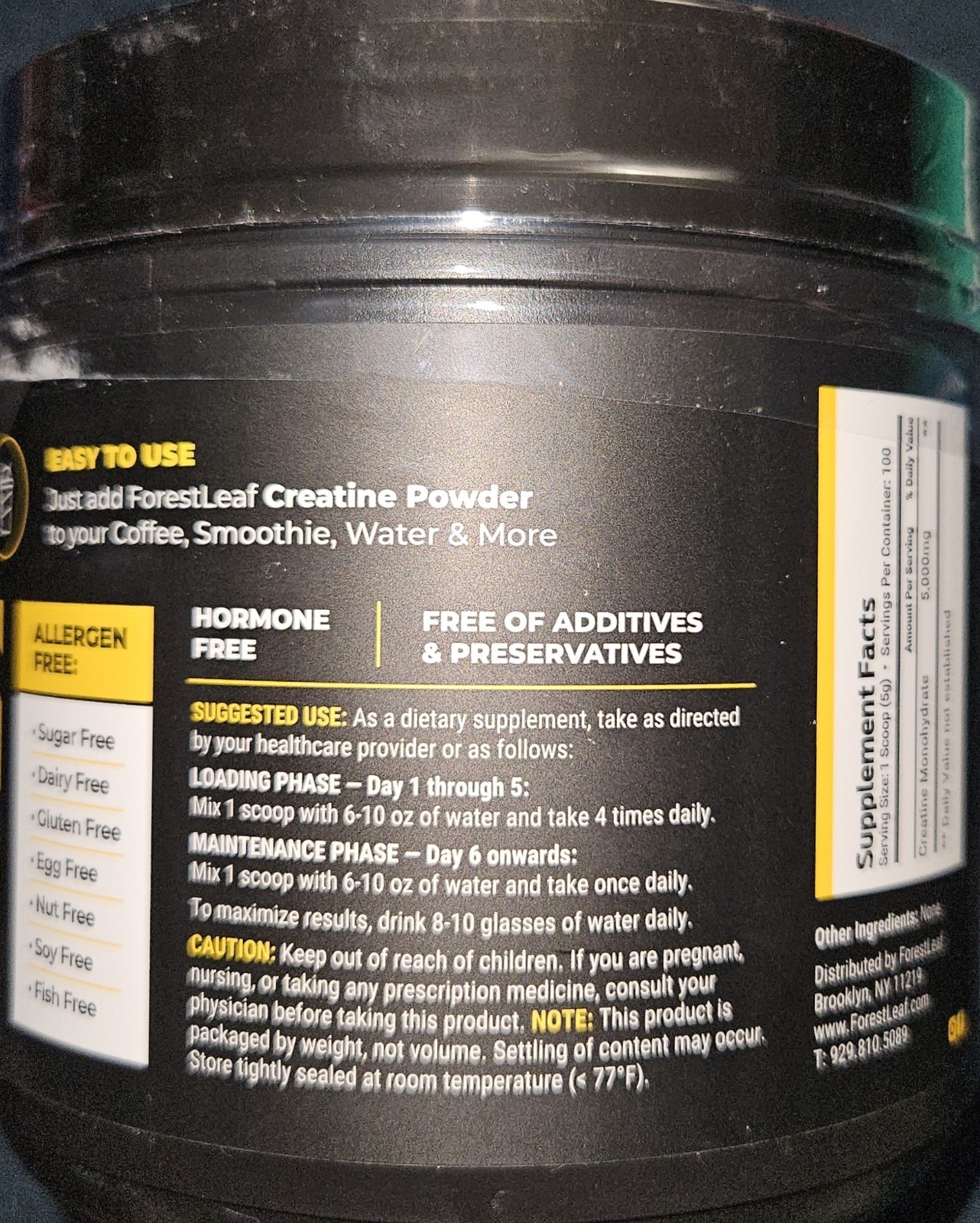 ForestLeaf Micronized Creatine Monohydrate Powder Muscle Growth Strength 100s