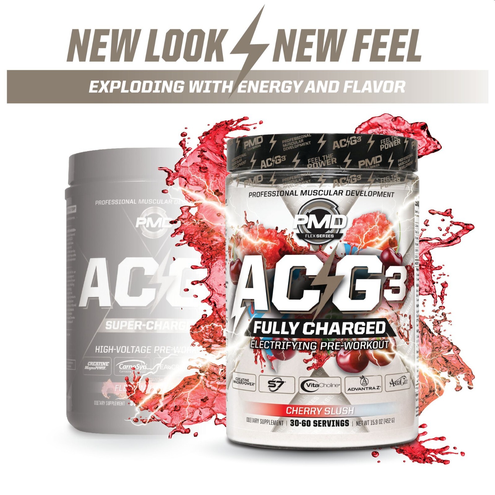 ACG3 Fully Charged – Pre Workout – Drink Mix- Cherry Slush (30-60 Servings)
