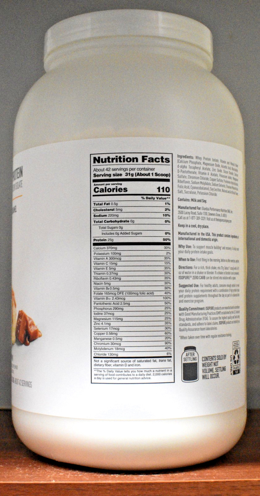 Isopure Vanilla Salted Caramel Zero Carb Protein Powder 3 lb (1.36 kg)