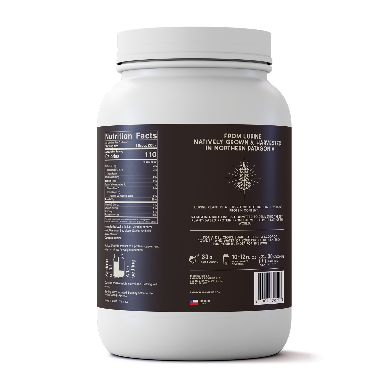 Lupine Protein Powder – Andes Cocoa (30 servings)