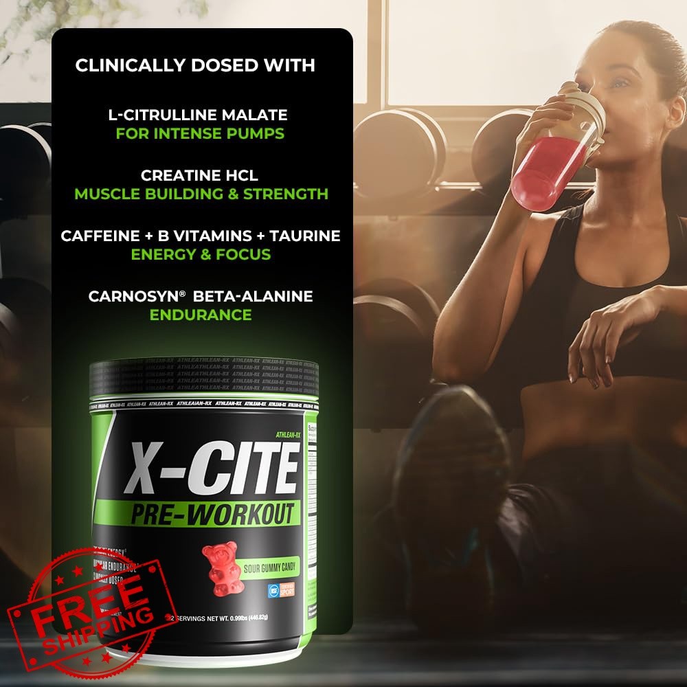 ATHLEAN-RX X-CITE Pre-Workout Sour Gummy Bear