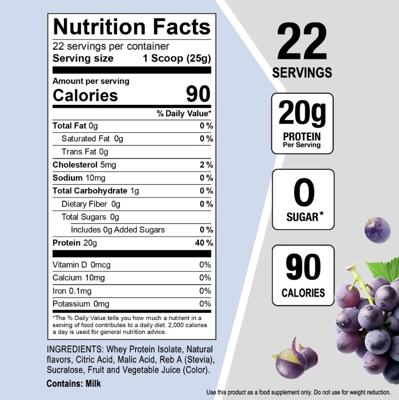 nutrasumma Clear Whey Protein Isolate 1.2 lbs – Moonlit Grape Flavor