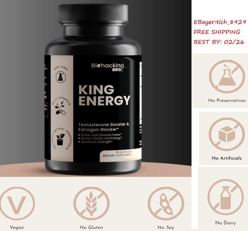 Testosterone Booster Tablets Biohacking Bro King Energy – 90 Count EXP 05/2028